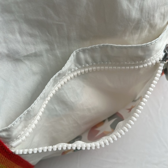 Kipling Art Medium Pride alabaster white multicolor logo rainbow strap tote bag - Picture 9 of 14